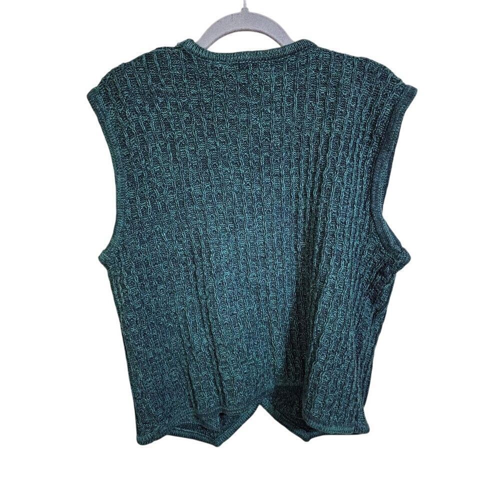 Vintage Countryside Classics Green Knit Button Sweater Vest Ramie Cotton M - Picture 4 of 4